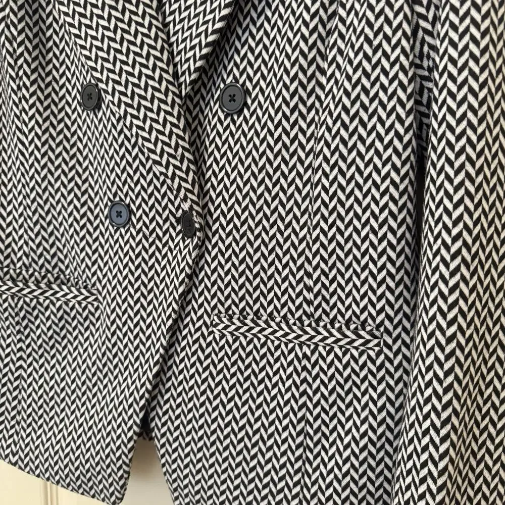 Bagatelle Chevron Blazer Jacket Black & White double breasted sz M Career